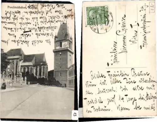 65336,Perchtoldsdorf Kirche Strassenpartie um 1910