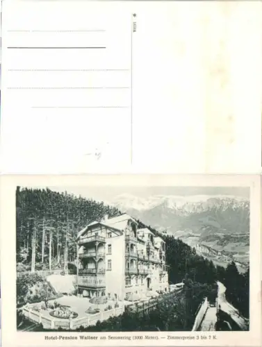 66992,Hotel Pension Wallner in Semmering Reichenau 1915