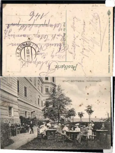 68475,Stift Göttweig b. Furth Kellerstübelgarten m. Leute 1916 RAR