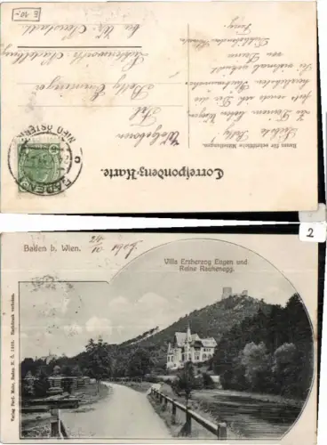 68692,Baden b. Wien Villa Eugen Rauhenegg RARE Partie 1908