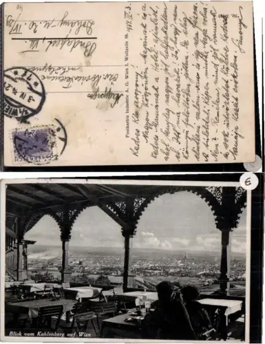 69363,Kahlenberg Leopoldsberg b. Wien Blick auf Stadt