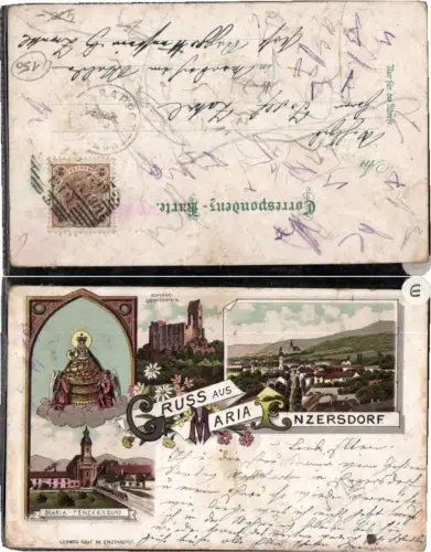 69494,Litho Gruß aus Maria Enzersdorf Liechtenstein b. Wien