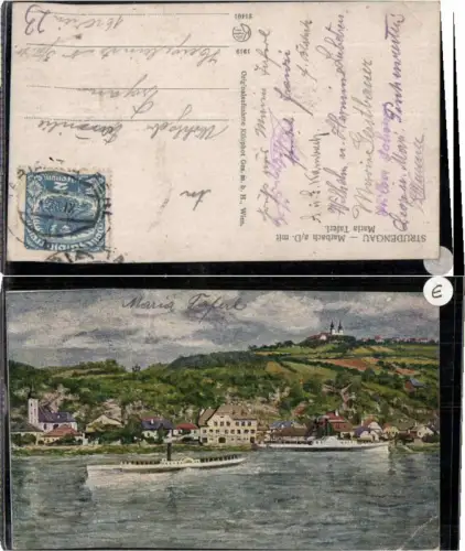 69511,Maria Taferl Marbach m. Dampfer Kilophot 21401 Kunstkarte