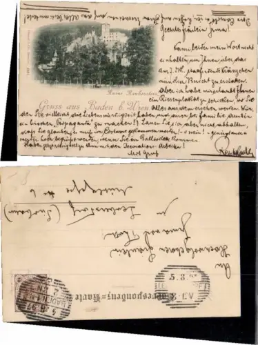 70143,Gruss aus Baden b. Wien Rauhenstein Helenenthal 1897 pub Stengel Co 4861