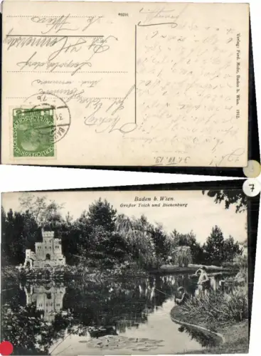 71586,Baden bei Wien Grosser Teich Bienenburg 1912