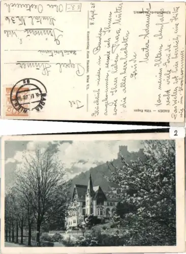 71609,Baden b. Wien Helenental Villa Eugen Künstlerkarte 8009-2