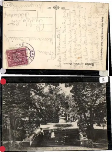 71610,Baden bei Wien Leute im Kurpark 1917