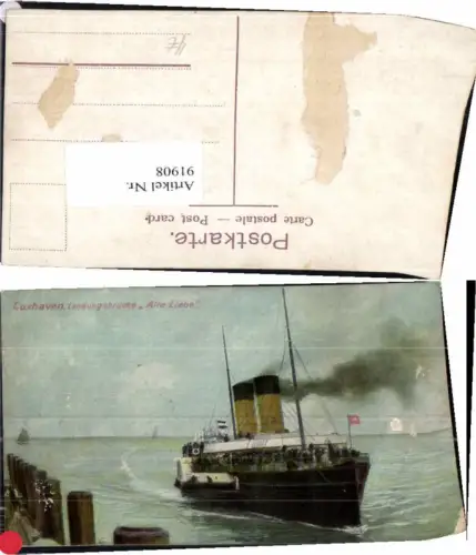 91908,Cuxhaven Landungsbrücke Alte Liebe m. Dampfer