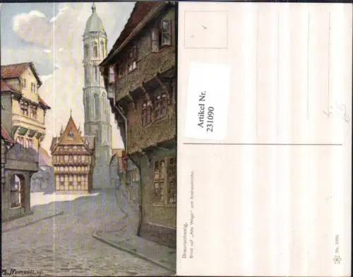 231090,Künstler AK B. Pierson Braunschweig Blick auf Alte Wage u. Andreaskirche Straßenansicht pub Novolito 1038