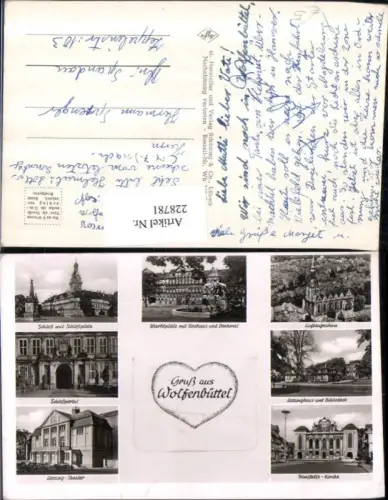 228781,Gruß aus Wolfenbüttel Leporello Schloss Lessing-Theater Trinitatis-Kirche Flugaufnahme Mehrbildkarte