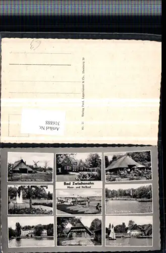 316888,Bad Zwischenahn Kurheim Bauernhaus Fährhaus Windmühle Park Anleger Mehrbildkarte