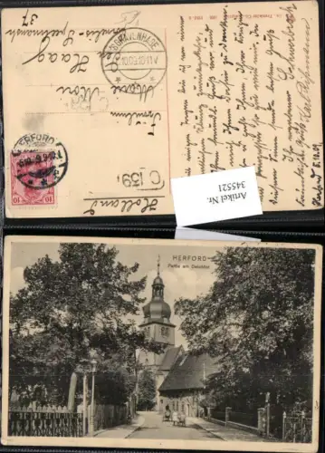 345521,Herford Partie am Deichtor Straßenansicht Kirche pub Trenkler e Co