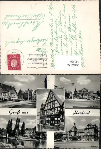 345550,Gruß aus Herford Rathaus Fachwerkhaus Neuer u. Alter Markt Mehrbildkarte