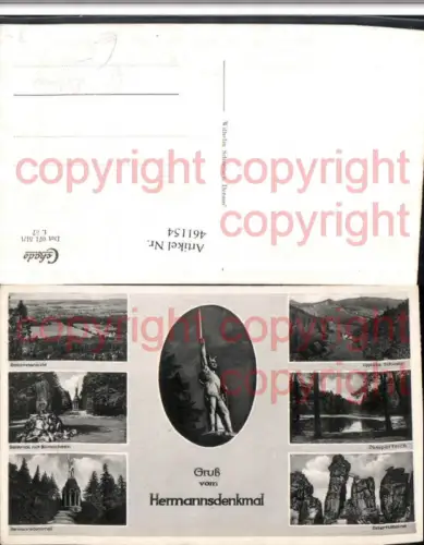 461154,Hermanns-Denkmal b. Detmold Totale Felsen Mehrbildkarte