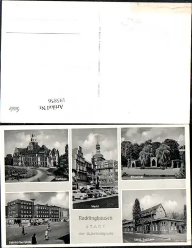 195856,Recklinghausen Mehrbild Ak Bahnhofsvorplatz Rathaus