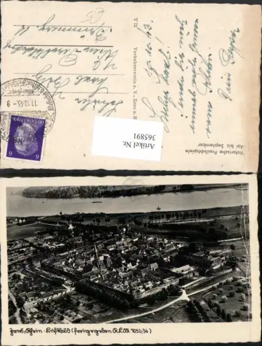 365891,Dormagen Zons am Rhein Totale Fliegeraufnahme