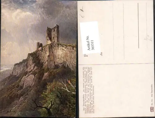 365311,Künstler AK N. Astudin Burg Ruine Drachenfels b. Königswinter