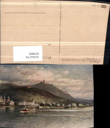 455060,Künstler AK Astudin Königswinter Totale m. Ruine