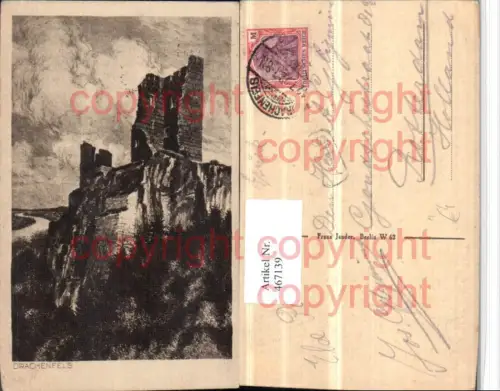 467139,Künstler AK Drachenfels Ruine b. Königswinter am Rhein