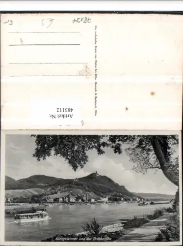 483112,Königswinter am Rhein Totale m. Drachenfels Boot