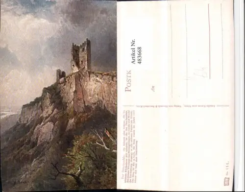 483668,Künstler AK Astudin Ruine Drachenfels b. Königswinter
