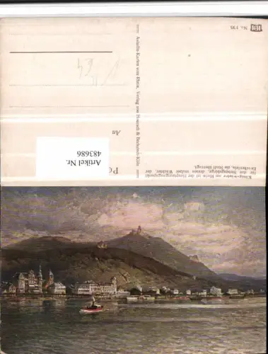 483686,Künstler AK Astudin Königswinter am Rhein Totale m. Ruine
