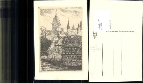 675594,Radierung Alt-Detmold Handpressendruck