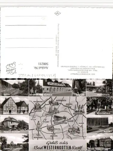 508211,Landkarten AK Bad Westernkotten b. Erwitte Kurhaus Saline Mehrbildkarte