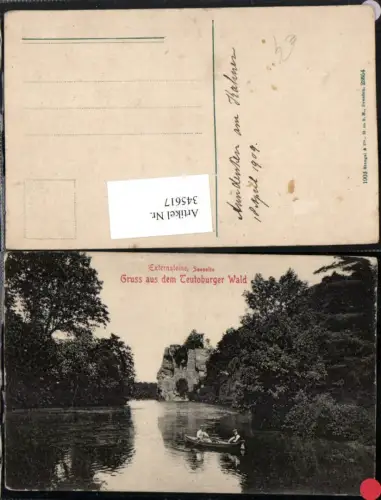 345617,Gruß aus dem Teutoburger Wald Externsteine b. Horn-Bad Meinberg Ruderboot