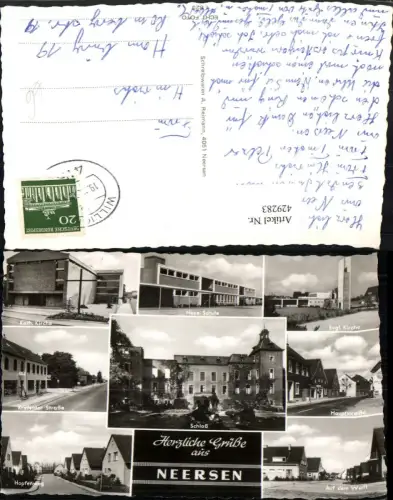 429283,Neersen Schule Kirche Hauptstraße Schloss Mehrbildkarte