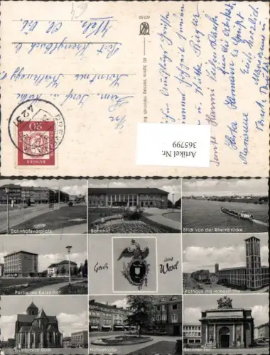 365799,Gruß aus Wesel Bahnhof Willibrordi-Dom Berliner Tor Rathaus Mehrbildkarte