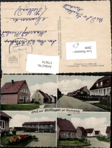 379674,Gruß aus Millingen b. Rheinberg Straßenansichten Drogerie Maria Schwiertz Mehrbildkarte