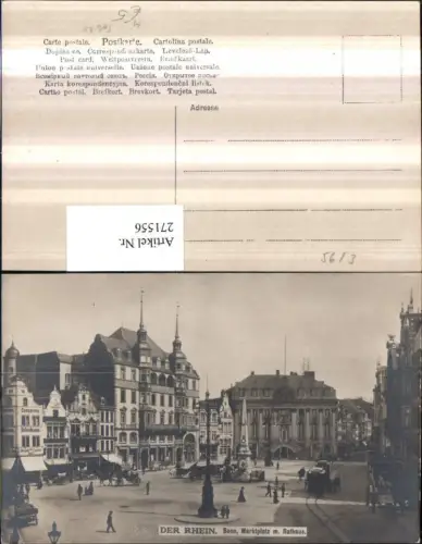271556,Foto AK Bonn am Rhein Marktplatz m. Rathaus Denkmal Geschäfte Straßenbahn