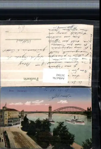 317242,Bonn am Rhein Rheinbrücke Brücke Dampfer Hotel Rheineck