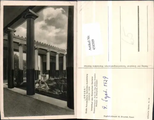 458509,Essen 1929 GRUGA Innenhof des Römischen Gartens Säulen