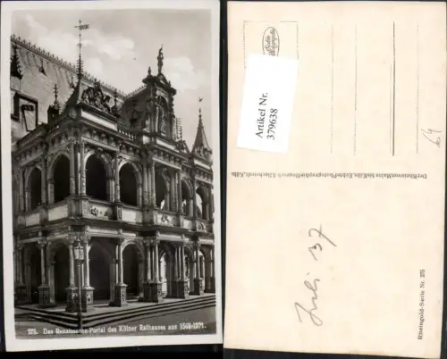 379638,Köln am Rhein Renaissance-Portal des Rathauses Arkaden