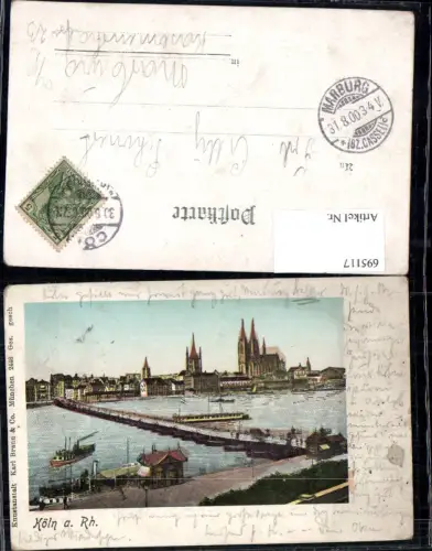 695117 Köln am Rhein pub Karl Braun München Stp. Marburg