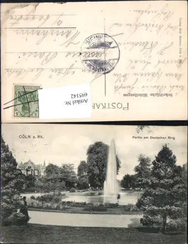 695142 Köln am Rhein Partie am Deutschen Ring gel Stp. Weinheim