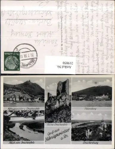 219050,Gruß aus Königswinter a. Rhein Totale Ruine Drachenfels Petersberg Drachenburg Mehrbildkarte