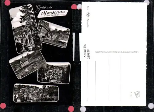 219828,Gruß aus Monschau i. d. Eifel Totale Kapelle Kühe Mehrbildkarte