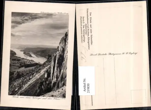 219830,Präge AK Siebengebirge Blick aus d. Gebirge auf d. Rhein