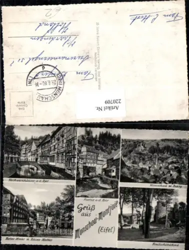 220709,Gruß aus Monschau Eifel Totale m. Burg Freilichtbühne Rotes Haus u. Ruine Haller Fachwerkhäuser Mehrbildkarte