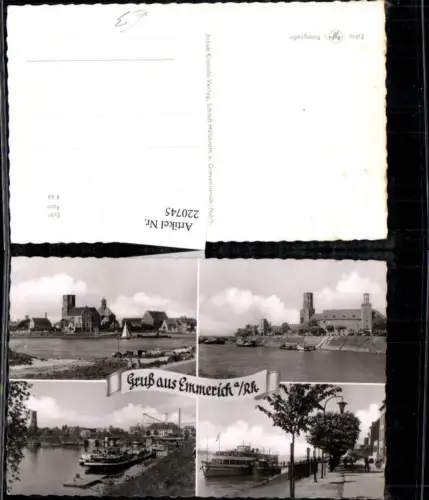 220745,Gruß aus Emmerich a. Rhein Partie Kirche Dampfer Promenade Schiff Mehrbildkarte