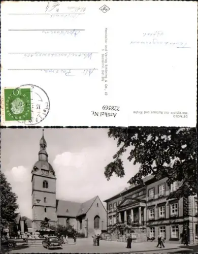 228569,Detmold Marktplatz m. Rathaus u. Kirche Oldtimer