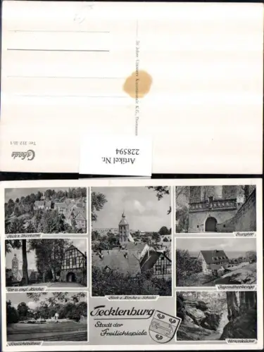 228594,Tecklenburg Totale Kirche Schule Burgtor Hexenküche Jugendherberge Freilichtbühen Mehrbildkarte