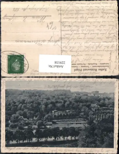 229158,Hügel a. d. Ruhr Kaffee Restaurant Hügel Ruf Essen Bahnpost Zug 583