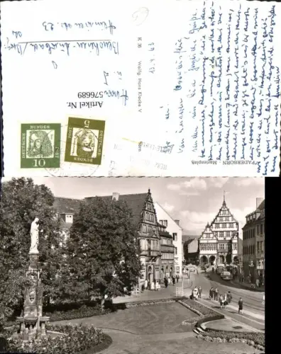 576689,Foto Ak Paderborn Marienplatz Statue Brunnen