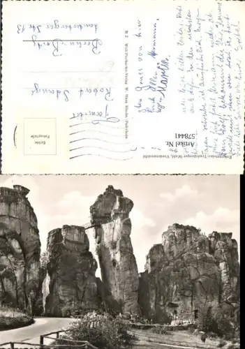 578441,Foto Ak Externsteine Teutoburger Wald Vorderansicht Horn-Bad Meinberg