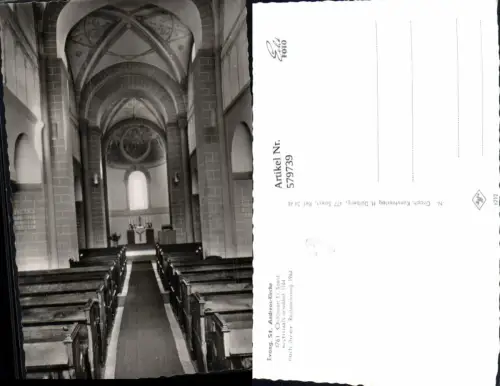 579739,Foto Ak Soest Ostönnen Evang. St Andreas Kirche Innenansicht Altar