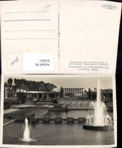615051,Foto Ak Essen Grugapark Wasserterrassen m. Leuchtfontäne Brunnen